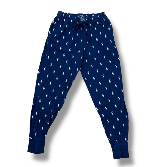 Polo Ralph Lauren Men’s Size M Blue Cotton Jersey Sleep Jogger Pony Logo - Picture 2 of 6